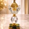 مبخرة فاخرة كريستال بقاعدة ذهبية – تصميم أنيق لتعطير المنزل